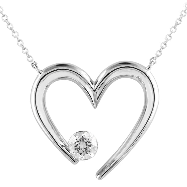 Bare Brilliance White Gold Heart Necklace 18"