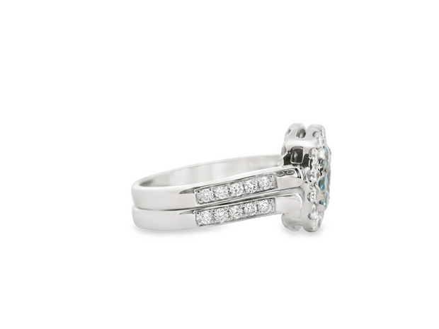 Blue & White Diamond Reversible Ring