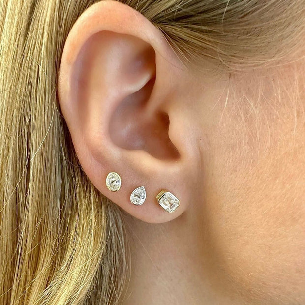 Emerald Diamond Stud Earrings