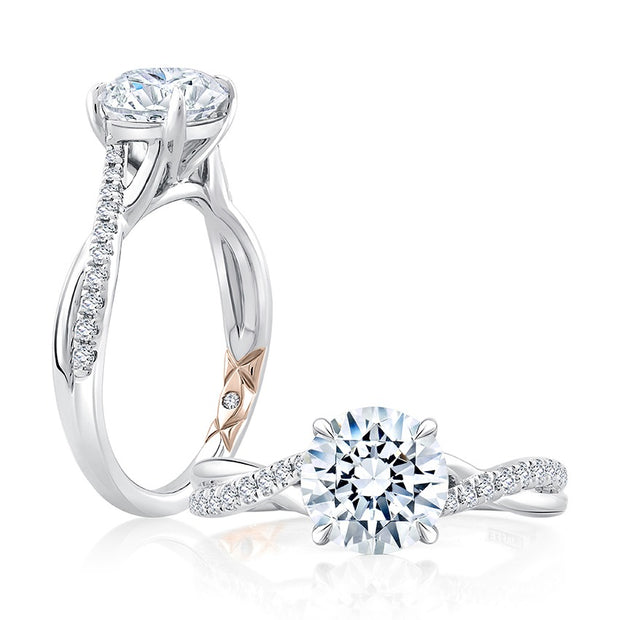 A Jaffe - Pave Diamond Twist Shank Engagement Ring Setting