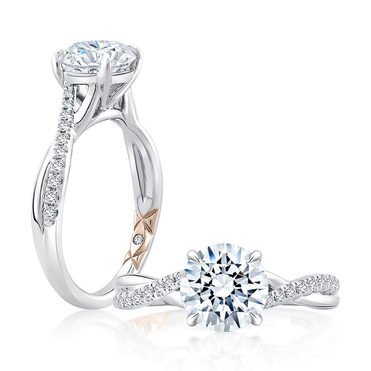 A Jaffe - Pave Diamond Twist Shank Engagement Ring Setting