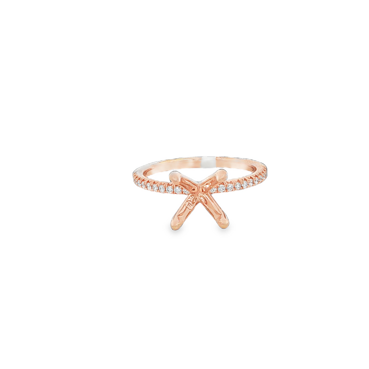 Rose Gold Pave Diamond Semi-Mount Engagement Ring