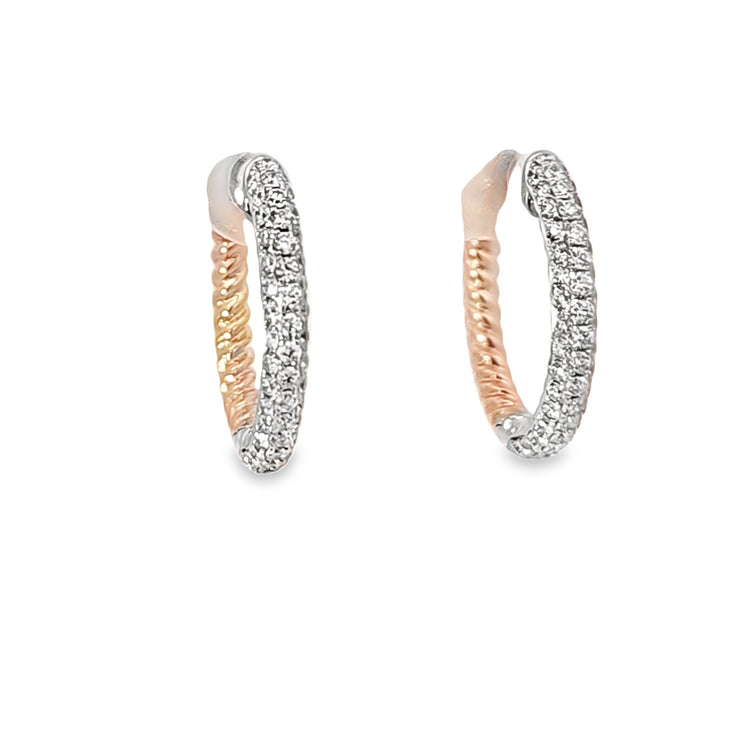 ROPE TEXTURE DIAMOND HOOP EARRINGS