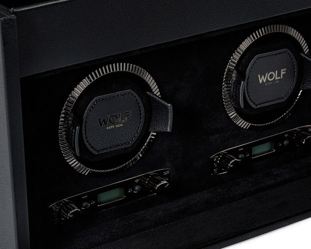 Wolf - British Racing Double Watch Winder With Storage - Black