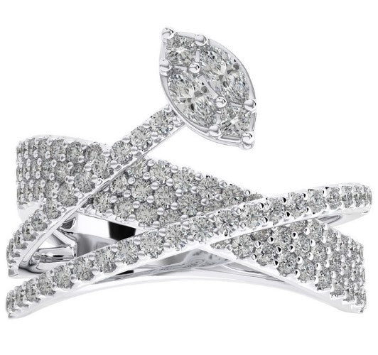 Diamond Criss Cross Wide Band Ring