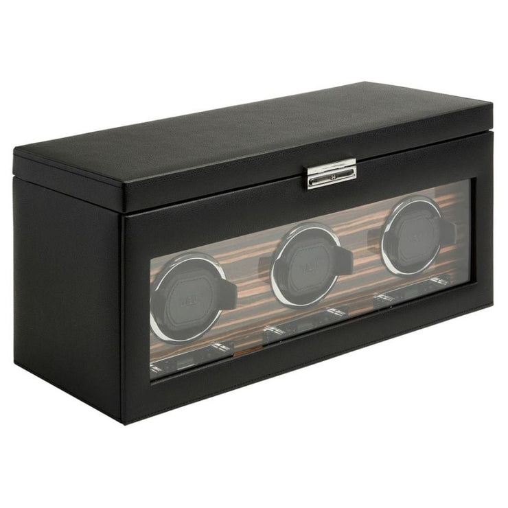 Wolf - Roadster Triple Watch Winder With Storage - Black