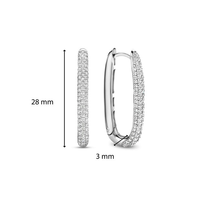 TI SENTO – PAVE CUBIC ZIRCONIA OVAL HOOP EARRINGS