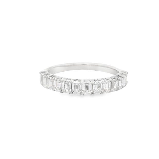 Emerald Diamond Wedding Band - 1 Ct