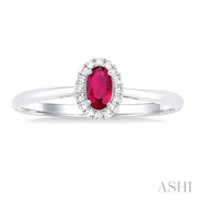 Oval Shape Ruby & Halo Diamond Ring