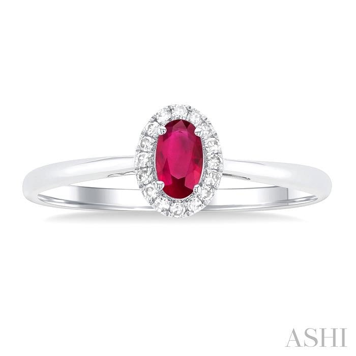 Oval Shape Ruby & Halo Diamond Ring
