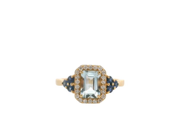 Aquamarine, Sapphire, & Diamond Ring