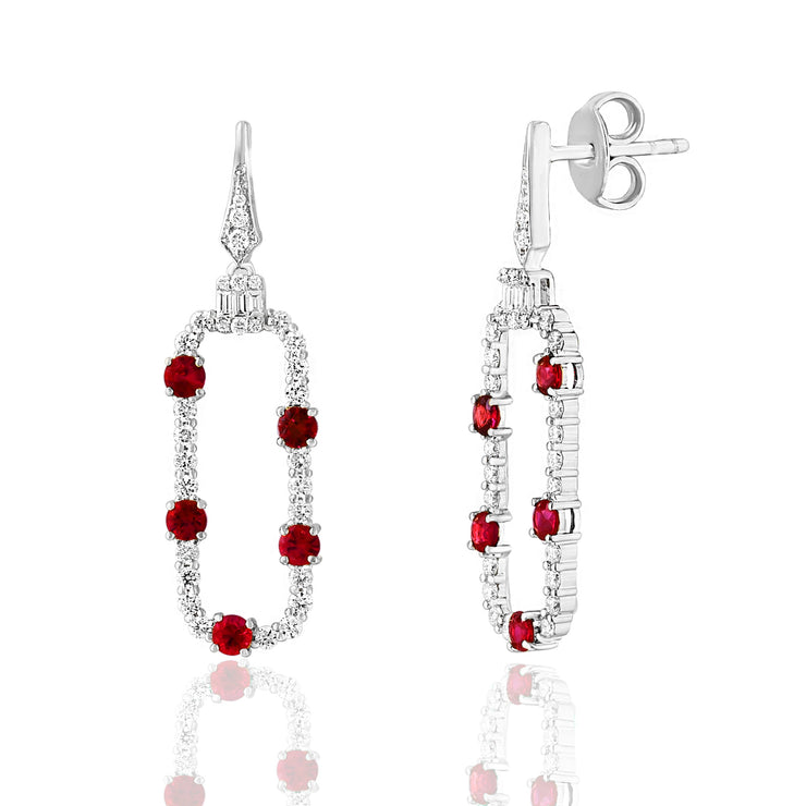 Ruby & Diamond Dangle Earrings