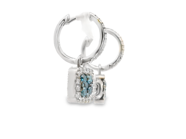 Blue, Pink, & White Diamond Reversible Dangle Earrings