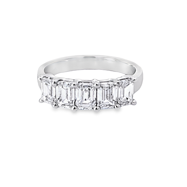 2cttw 5 Stone Emerald Cut Lab Grown Diamond Wedding/Anniversary Band