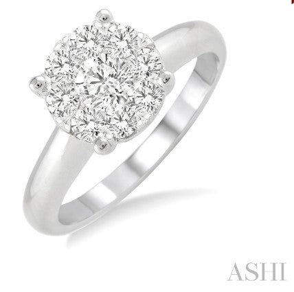 ASHI - DIAMOND CLUSTER ENGAGEMENT RING - 0.25 TCW