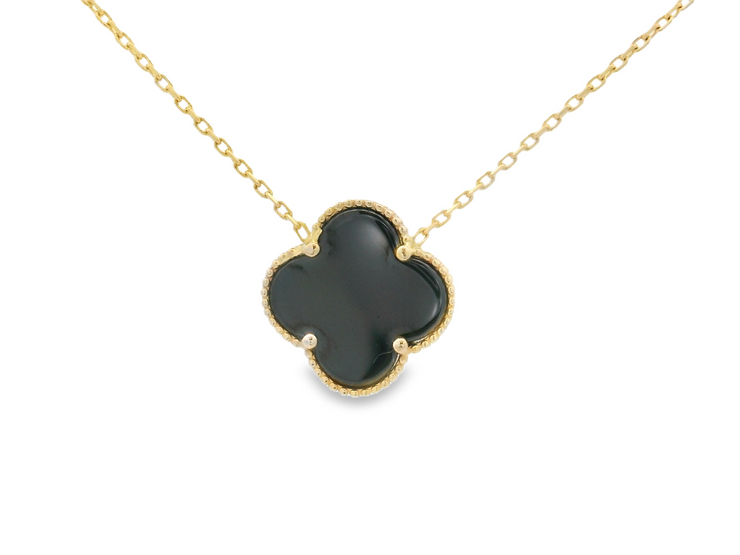 Black Onyx Clover Pendant