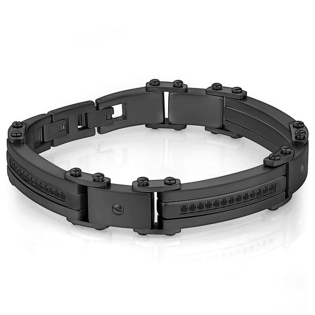 Black Stainless Steel Cubic Zirconia Bracelet