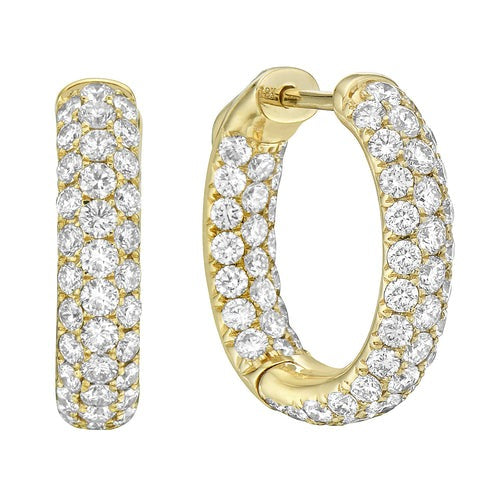 3 Row In & Out Diamond Huggie Hoop Earrings