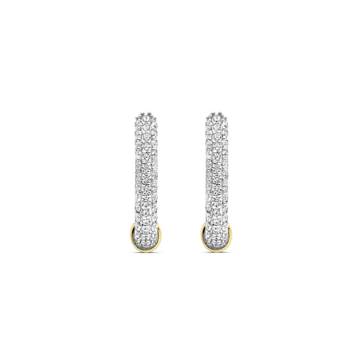 TI SENTO - STERLING SILVER CUBIC ZIRCONIA HUGGIE HOOPS