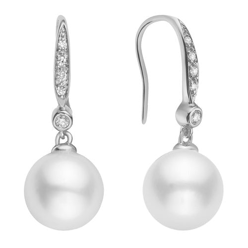 Pearl & Diamond Dangle Earrings