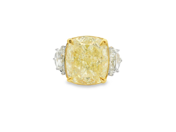 Yellow Diamond 3 Stone Ring