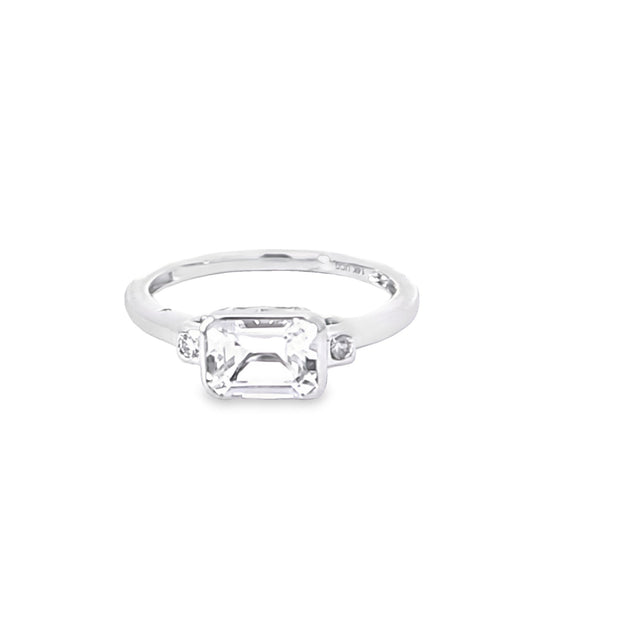 White Topaz & Diamond Ring
