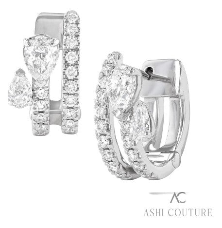 Couture Paradox Pear 2-Row Hoop Earrings