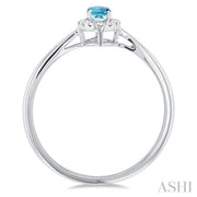 Oval Shape Aquamarine & Halo Diamond Fashion Ring