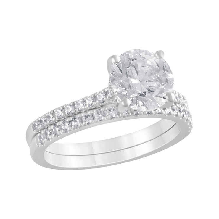 DIAMOND WEDDING SET - 2 CT ROUND CENTER