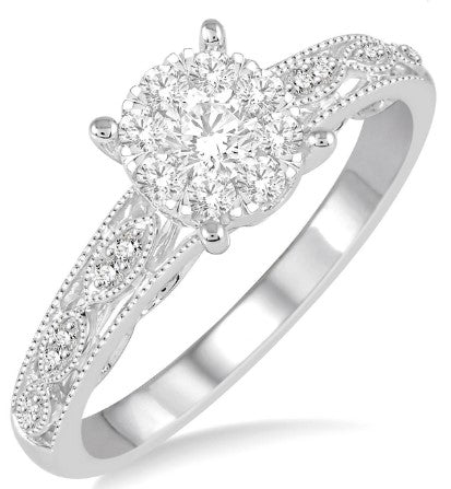 ASHI - DIAMOND CLUSTER ENGAGEMENT RING - 0.35 TCW