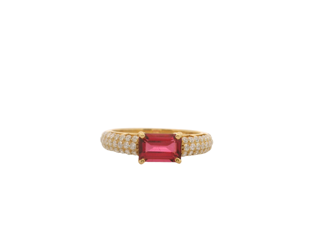 Rubellite Tourmaline & Diamond Ring