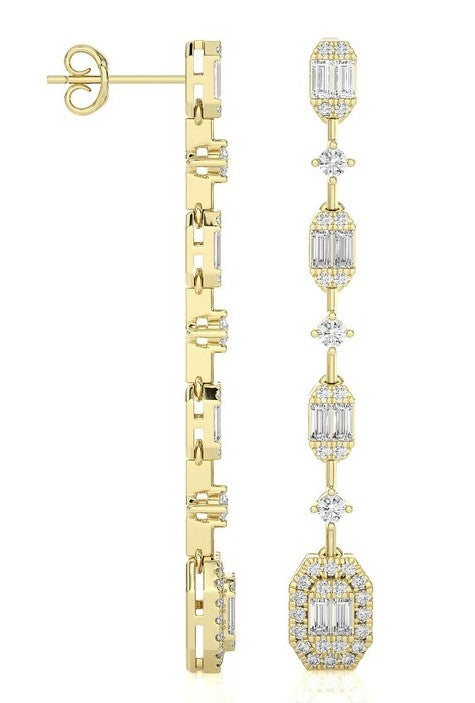 Diamond Cluster Dangle Earrings