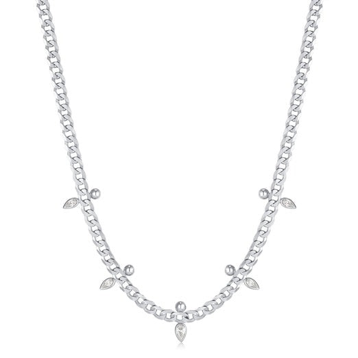 ANIA HAIE - SILVER CURB CHAIN SPARKLE POINT NECKLACE