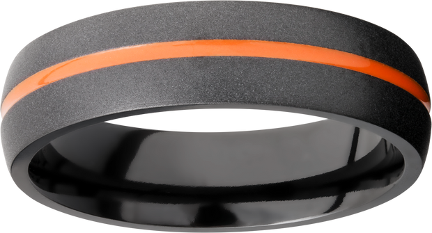 Zirconium 6mm domed band with a 1mm groove featuring Hunter Orange Cerakote