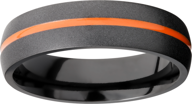 Zirconium 6mm domed band with a 1mm groove featuring Hunter Orange Cerakote