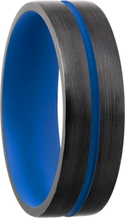 Zirconium 6mm domed band with a 1mm groove featuring Royal Blue Cerakote