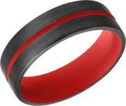 Zirconium 6mm domed band with a 1mm groove featuring Red Cerakote