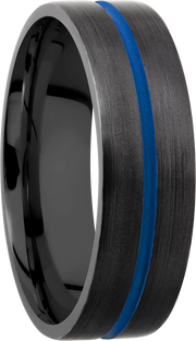 Zirconium 7mm flat band with 1, 1mm blue Cerakote groove