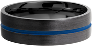 Zirconium 7mm flat band with 1, 1mm blue Cerakote groove