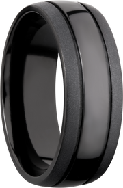 Zirconium 8mm domed band with 2, .5 mm grooves