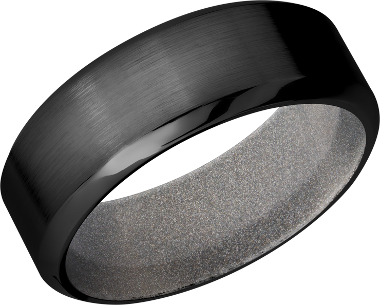 Zirconium 8mm band with a Bright Nickel Cerakote sleeve