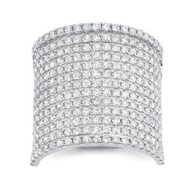SHY CREATION- YELLOW GOLD WIDE PAVE DIAMOND BAND